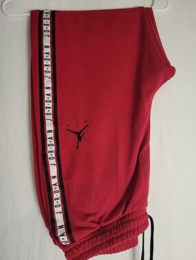 Jordan Red Athletic Pants with Black Jumpman Detail